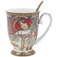 Home Elements porcelain mug 280 ml, with spoon, Mucha, Autumn - Mug