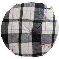 Home Elements Round quilted seat cushion, O 40 cm, checkered, grey and white - Chair Cushion