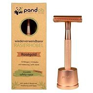PANDOO rózsaarany fém borotva + 10 db borotvapenge - Borotva