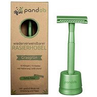 PANDOO Kovový holicí strojek se stojanem borovicově zelený + 10 ks žiletek - Razor