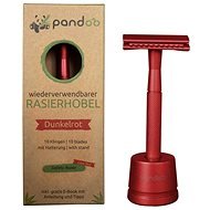 PANDOO Kovový holiaci strojček so stojanom lávovo červený + 10 ks žiletiek - Holiaci strojček