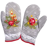 4sleep Kitchen Towel 2 pcs with magnet - Christmas candle / flask silver - Oven Mitt
