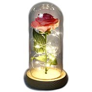 Medvídárek Svietiaca večná ruža v skle – ružová - Dekoratívne osvetlenie