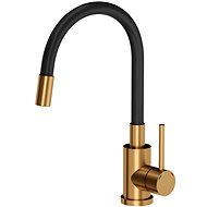 Samona Single lever basin mixer, flexi-handle, black matt/copper - Tap