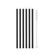 Vialli Design Glass straw black, straight 200 mm, 6 pcs + brush_6599 - Straw