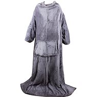 Ruhhy 22649 Fleece blanket with sleeves, grey - Wearable Blanket