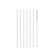 Vialli Design Glass straw white, straight 200 mm, 6 pcs + brush_6612 - Straw
