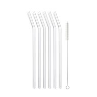 Vialli Design Glass straw transparent, curved 230 mm, 6 pcs + brush, 6629 - Straw