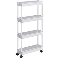 Songmics Plastic mobile shelf, 4 shelves, white, 40 × 12.5 × 88 cm - Shelving Unit