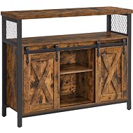 VASAGLE Kitchen chest of drawers with sliding doors, vintage, black-brown, 33 × 100 × 80 cm - Chest of Drawers