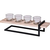 DOCHTMANN Candlestick 40 × 12 × 13 cm for 4 candles, wood/glass/metal - Candlestick