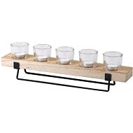 DOCHTMANN Candlestick 46 × 9 × 7 cm for 5 candles, wood/glass/metal - Candlestick