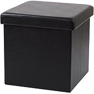 DOCHTMANN Folding stool, leatherette, black 38 × 38 × 38 cm - Ottoman