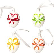 Koulier Glass eggs with painted bow, 4 pcs - Easter Decoration