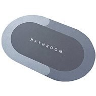 MDS Rýchloschnúca antibakteriálna kúpeľňová predložka – modro-sivá s nápisom - Kúpeľňová predložka