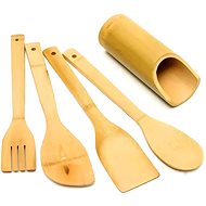 PRONETT XJ4992 Set of bamboo kitchen utensils in stand 5 pcs - Kit