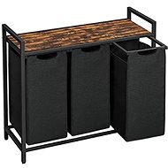 VASAGLE Laundry sorting basket, industrial, brown-black 92.5 × 33 × 72 cm - Laundry Basket