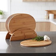 ZELLER Bamboo kitchen boards + stand, 7 pieces - Cutting Board