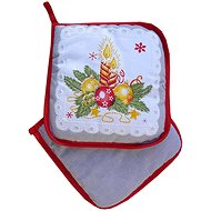 4sleep Kitchen mat/mitten with loop Christmas candle silver - Pot Holder