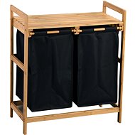 Kesper Laundry sorting basket with shelf, black, bamboo, polyester 64 × 73 × 33 cm - Laundry Basket