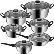 Tectake Stainless steel cookware set 12pcs silver - Kitchenware Set
