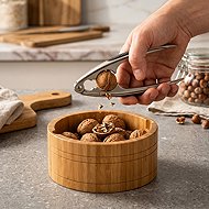 KESPER Nut bowl with nutcracker, 16,6 cm, bamboo, round - Nutcracker