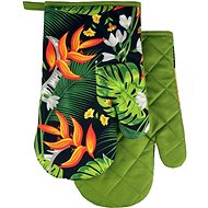 Euromat Kitchen mitt with magnet and loop - Jungle leaves green - Oven Mitt