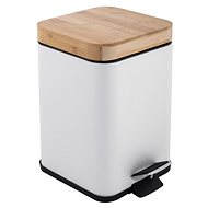 DuraHome Waste basket Loreto 43952, 3 l, square, bamboo lid, white - Rubbish Bin