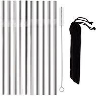 Verk 01443 Stainless steel straws 10 pcs straight + 1 × cleaning brush - Straw