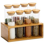 Andrea House Modern bamboo spice rack, 8 jars - Spice Container Set