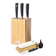 G21 Damascus Premium knife set in bamboo block, 4 pcs + sharpening stone - Knife Set