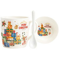eCa KB17WZ2 Christmas ceramic mug with spoon and saucer, 400 ml - Mug