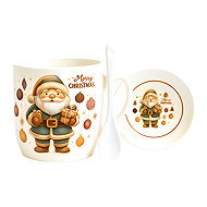eCa KB34WZ4 Christmas ceramic mug with spoon and saucer, 350 ml - Mug