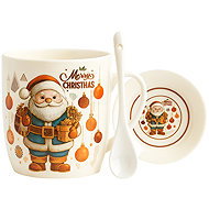 eCa KB34WZ1 Christmas ceramic mug with spoon and saucer, 350 ml - Mug