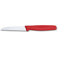 Victorinox Vegetable knife 8 cm, rounded tip, wavy blade, red - Kitchen Knife
