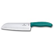 Victorinox Universal santoku knife, 17 cm, straight, fluted, green, blister - Kitchen Knife