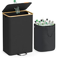 SONGMICS Sorted waste basket, black 42 × 32.5 × 70.5 cm - Rubbish Bin