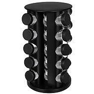 Ruhhy 27704 Set of spice jars in 360° rotating stand, 20 pcs, black - Spice Container Set