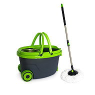 Verk 27774 360° rotary mop, bucket on wheels, 2× microfibre cover, black and green - Mop