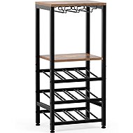 Houseland Stojan na víno s držákem na skleničky Houseland Wine, hnědý/černý - Wine Stand