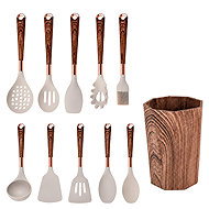 Verk 07511 Kitchen Utensil Set with Stand, 11 Pcs, Beige-Brown - Kitchen Utensil Set