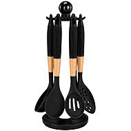 Verk 07508 Kitchen Utensil Set with Stand, 6 pcs, Black - Kitchen Utensil Set