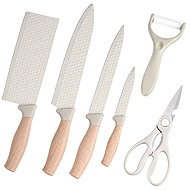 Verk 07513 Kitchen Knife Set 4pcs, Scissors and Peeler, White - Knife Set