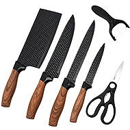 Verk 07513 Kitchen Knife Set of 4, Scissors and Peeler, Black - Knife Set