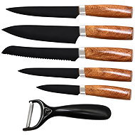 Verk 07514 Kitchen Knife Set of 5 and a Peeler, Black - Knife Set