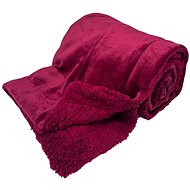 HOME ELEMENTS Microflannel blanket with lamb 150 × 200 cm, burgundy - Blanket