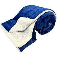 HOME ELEMENTS Microflannel blanket with lamb 150 × 200 cm, dark blue - Blanket