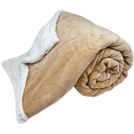Home Elements Microflannel blanket with lamb, collection Beige roses, beige - Blanket