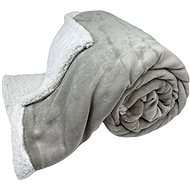 Home Elements Microflannel blanket with lamb, Patches collection, light grey - Blanket