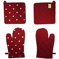 HOME ELEMENTS Magnetic potholder and mat, red with polka dots - Oven Mitt